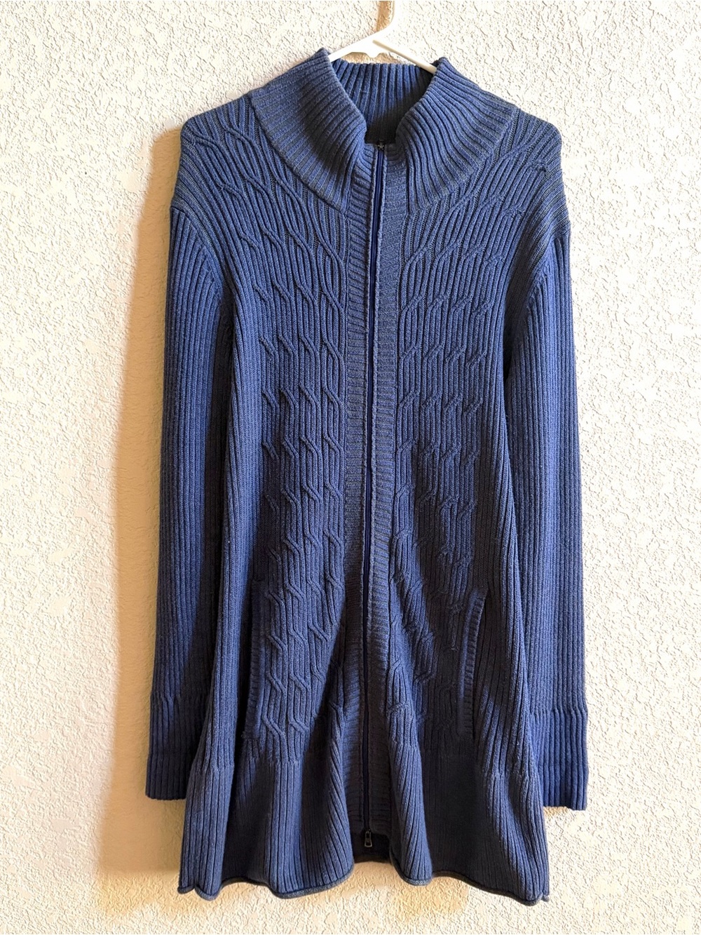 Eddie Bauer Mock Neck Sweater Dress Women's Size Large Blue Outdoor Layering
